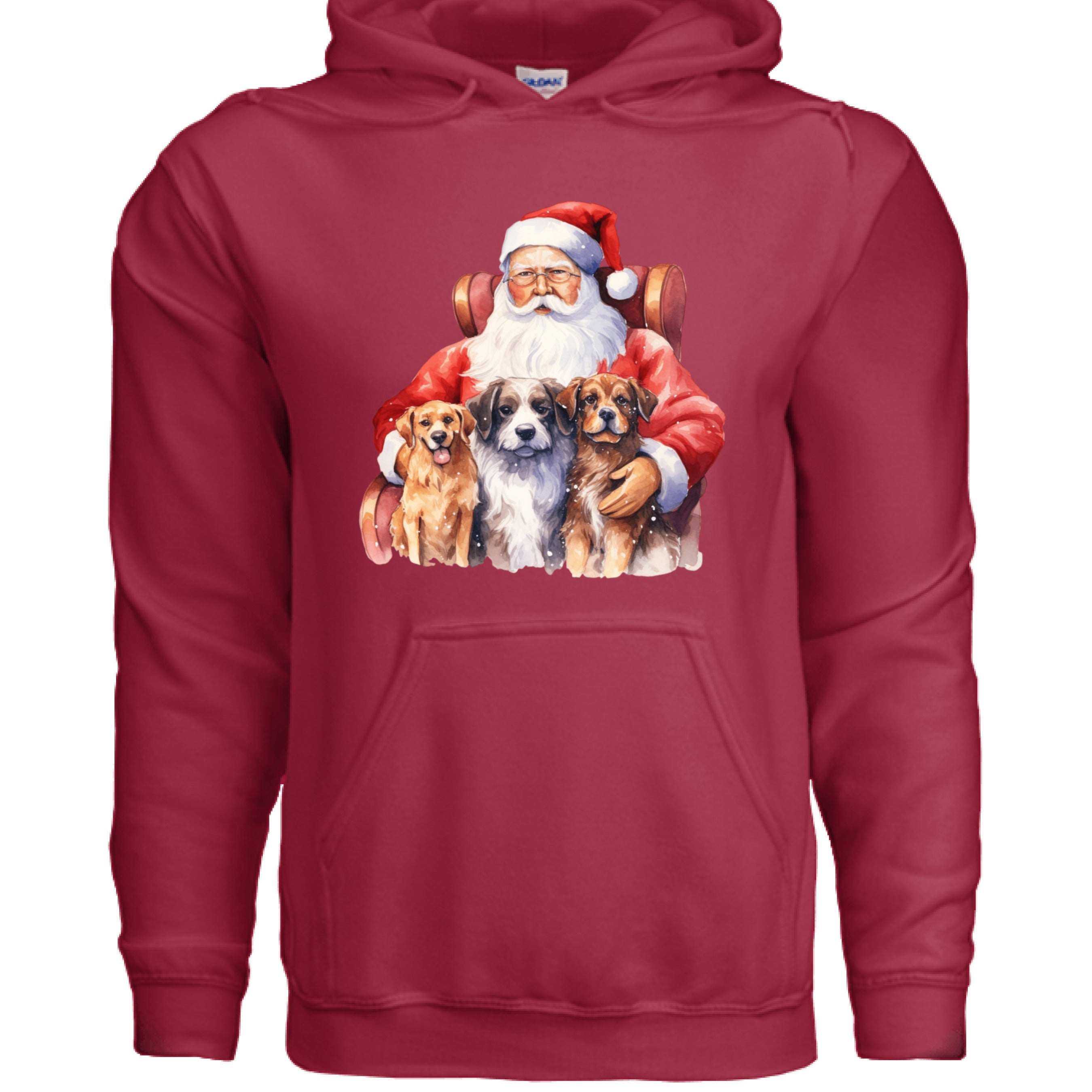 Santa Holding Pups Hoodie - Christmas Dog Lover Sweatshirt