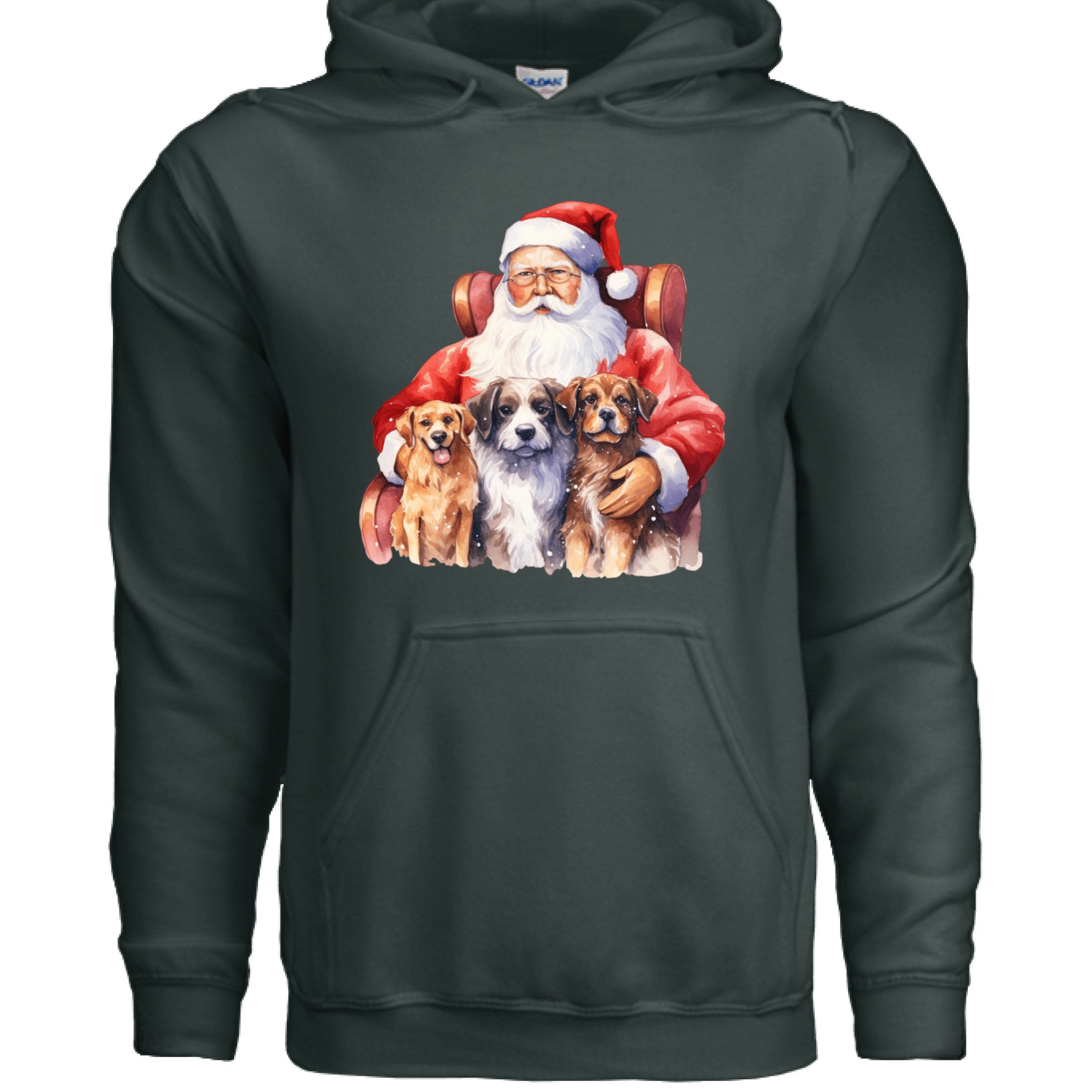 Santa Holding Pups Hoodie - Christmas Dog Lover Sweatshirt
