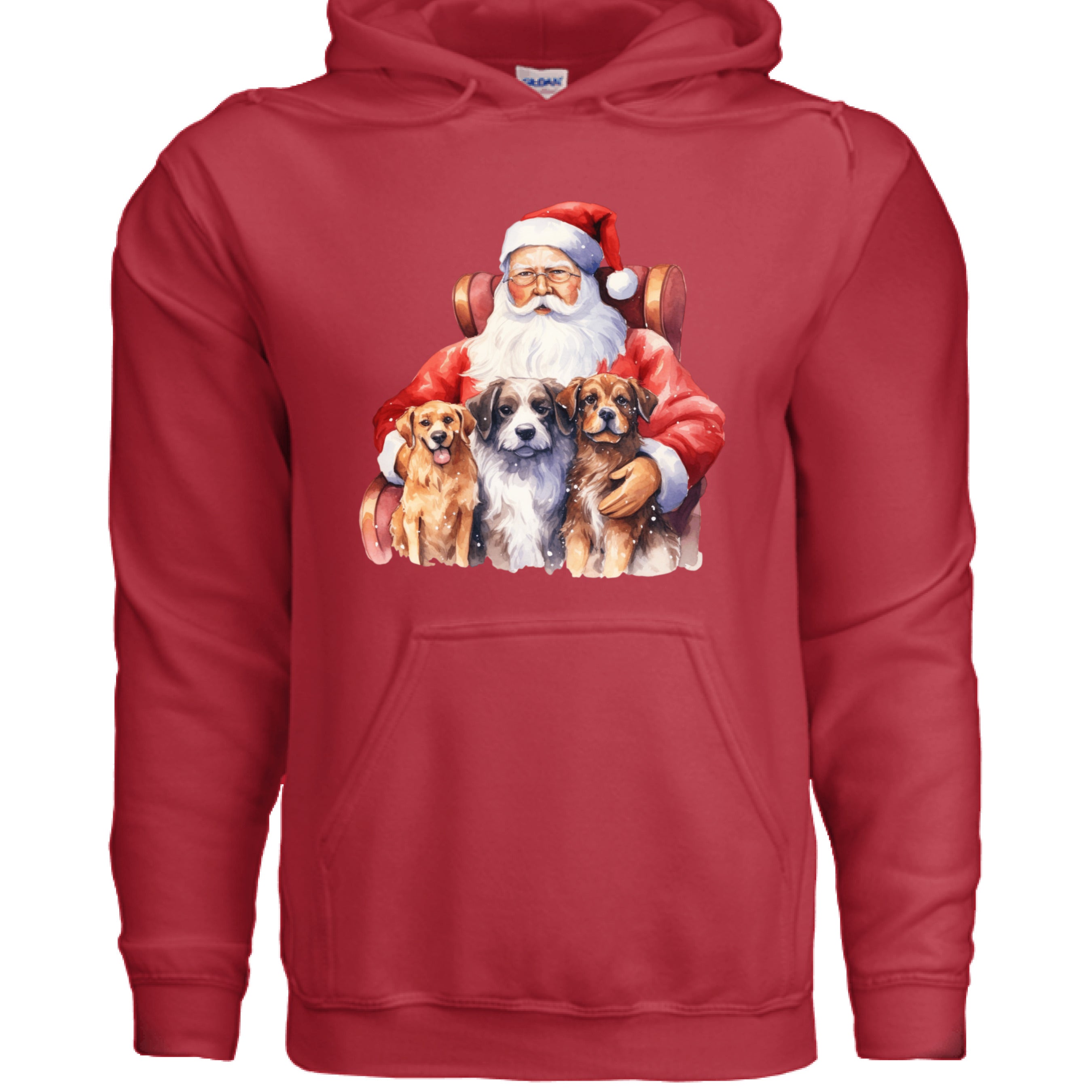 Santa Holding Pups Hoodie - Christmas Dog Lover Sweatshirt