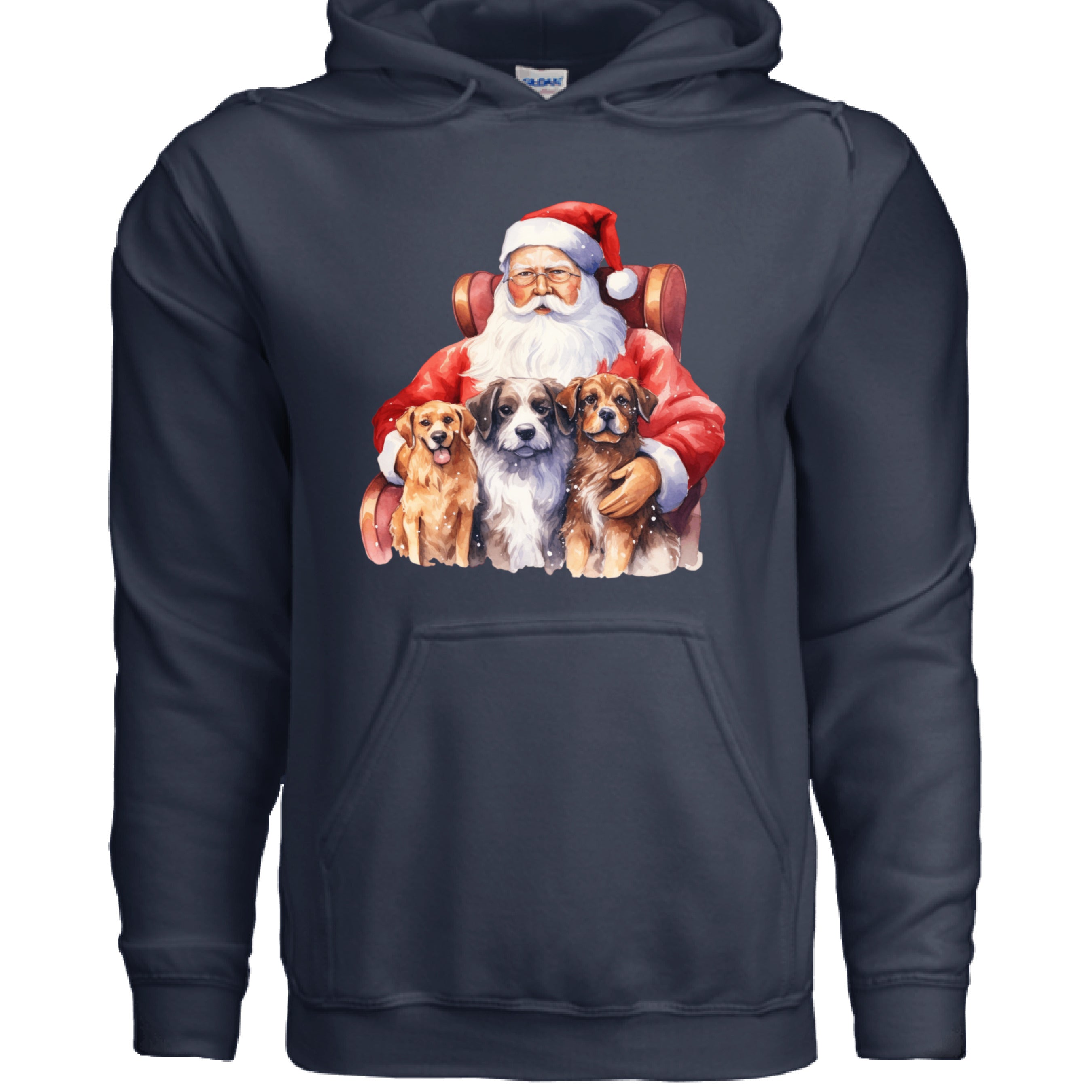 Santa Holding Pups Hoodie - Christmas Dog Lover Sweatshirt