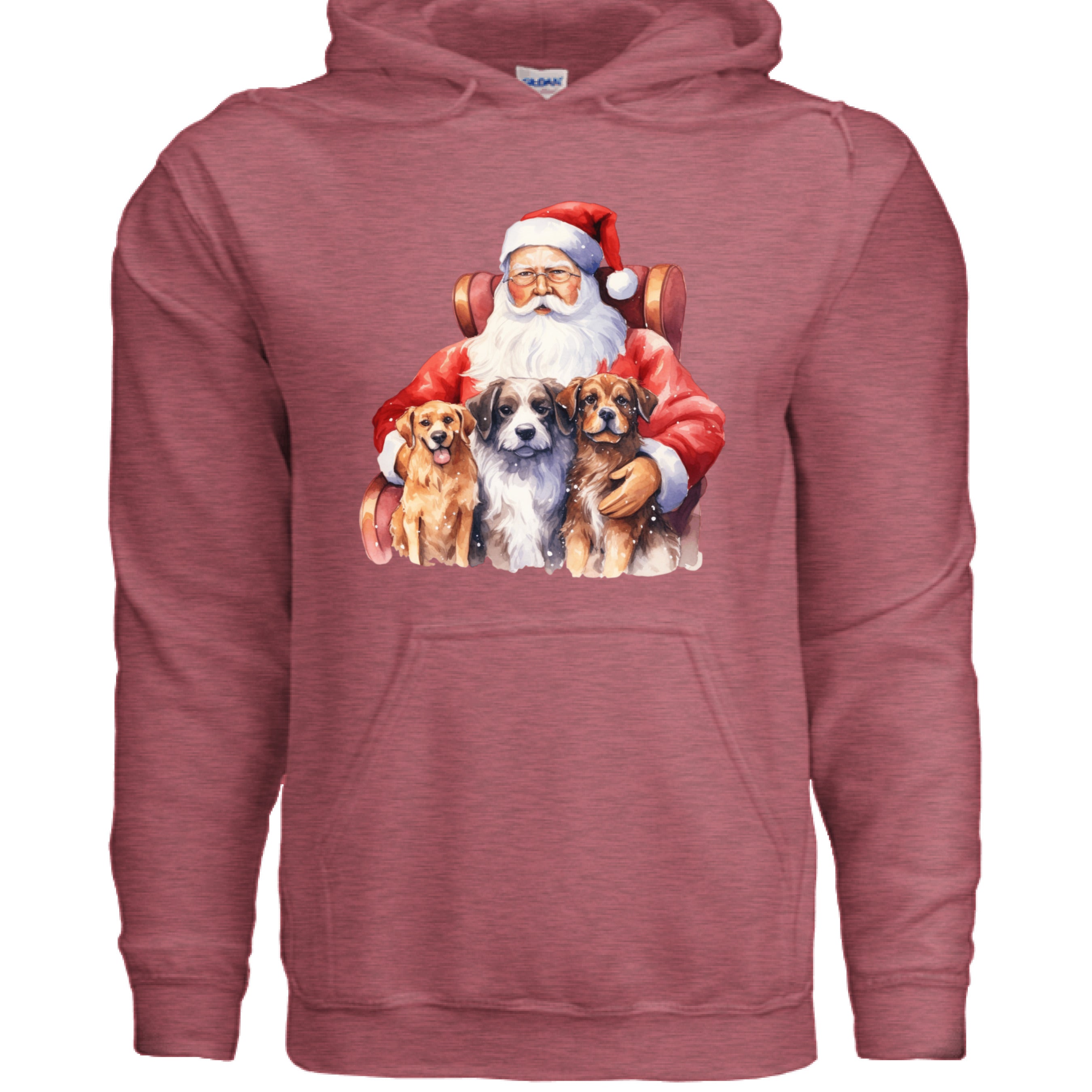Santa Holding Pups Hoodie - Christmas Dog Lover Sweatshirt