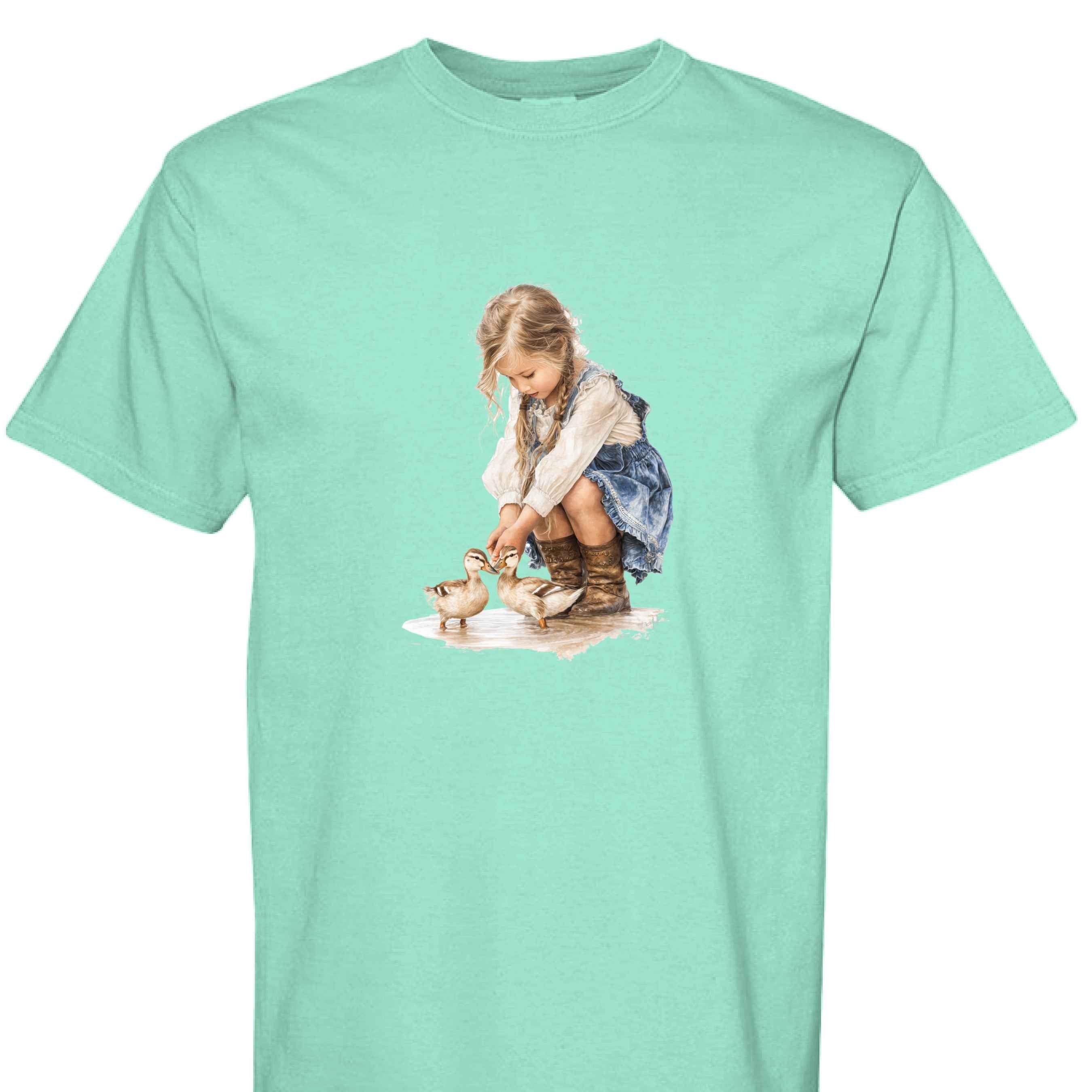Comfort Colors T-Shirt - Little Girl Feeding Ducks