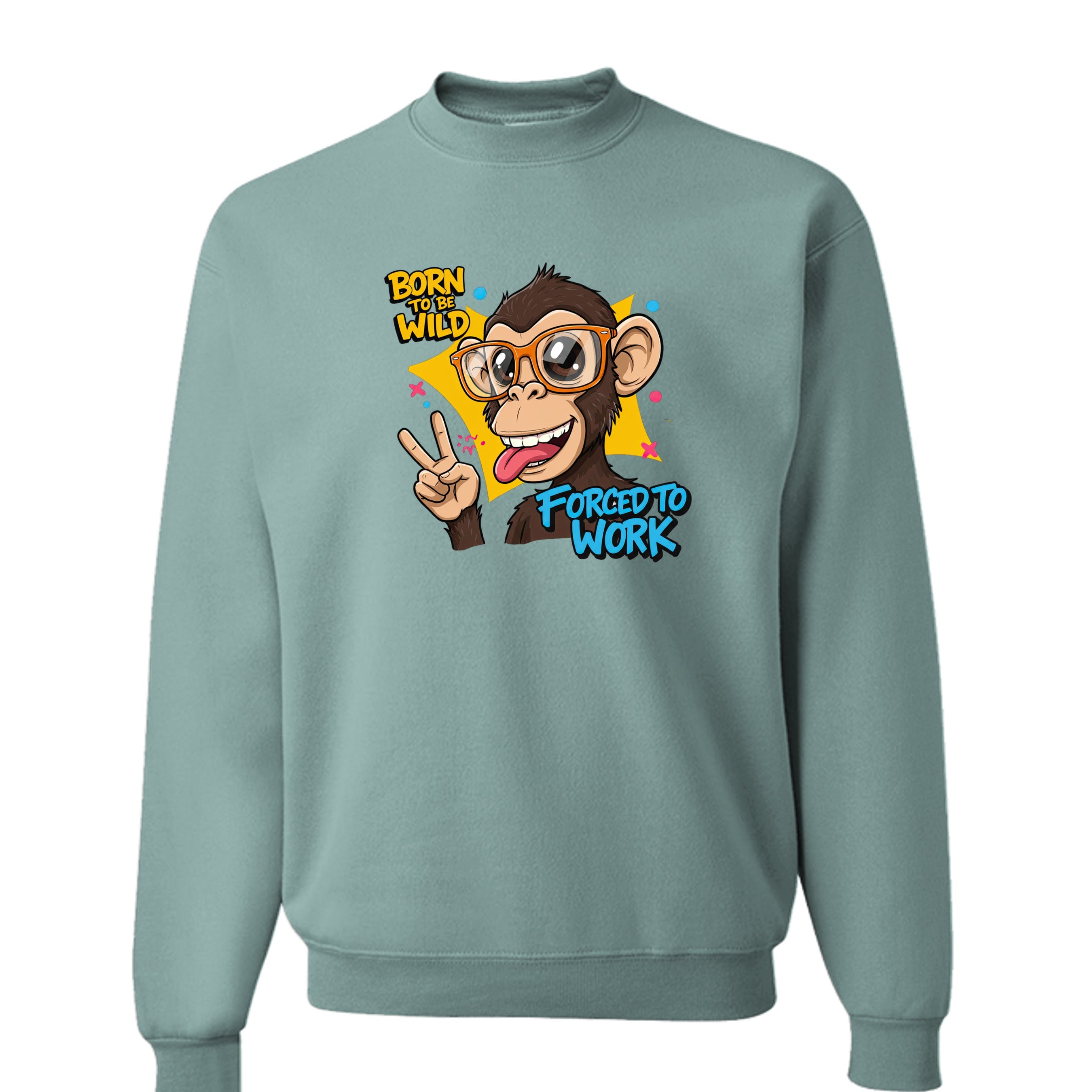 Funny Monkey Forced to Work Jerzees Sweatshirt