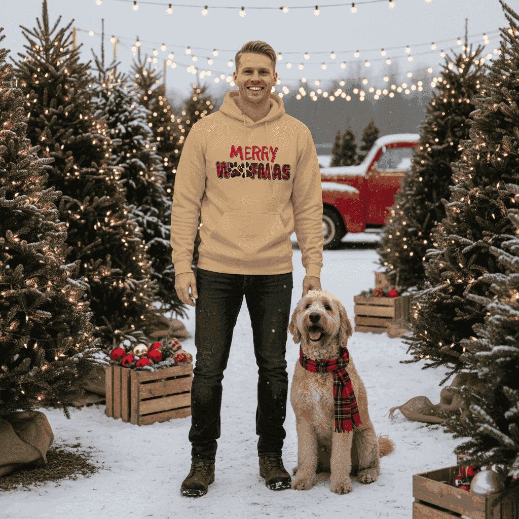 Plaid Woofmas Hoodie - Festive Christmas Dog Lover Gift