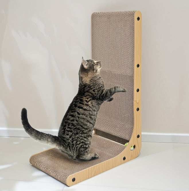 Large Size Cat Scratching Board, 23.6 Inch L Shape Cat Scratching Pad Wall Mounted, Cat Scratching Board With Ball Toy For Indoor Cats To Play