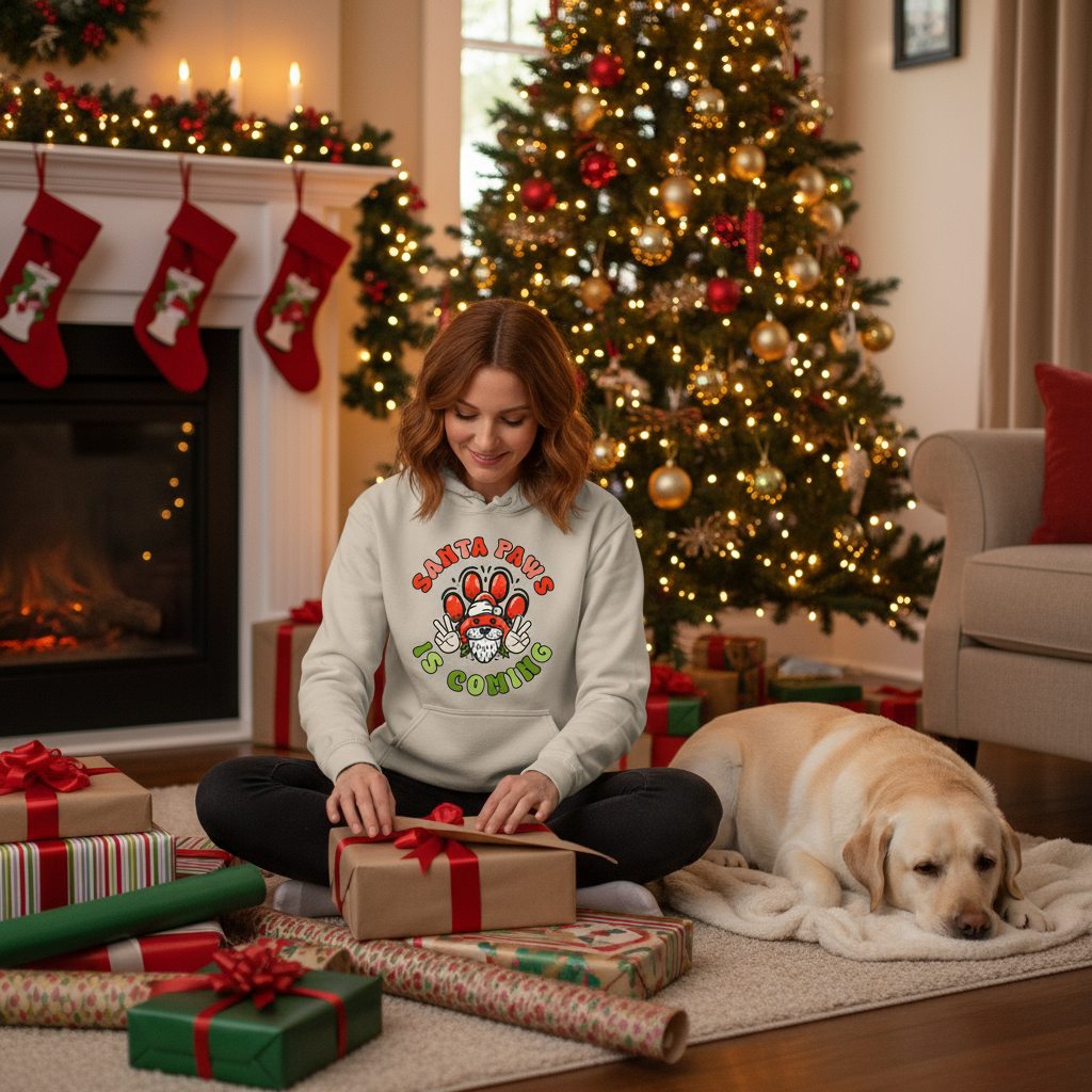 Santa Paws Deuces Hoodie - Festive Christmas Pet Lover Sweatshirt