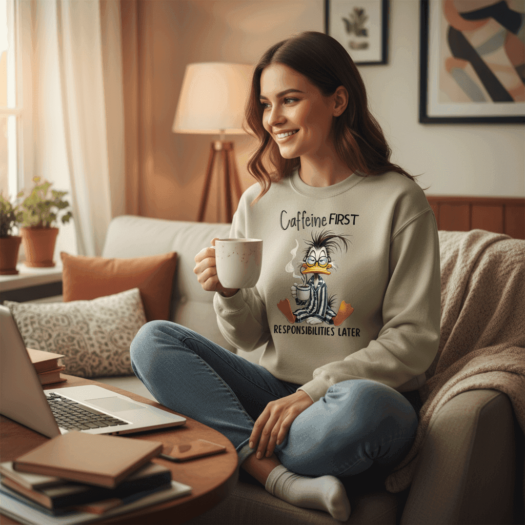 Caffeine First Responsibilities Later Sweatshirt