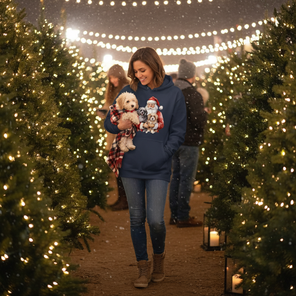 Puppy Love Santa Hoodie - Festive Christmas Sweatshirt