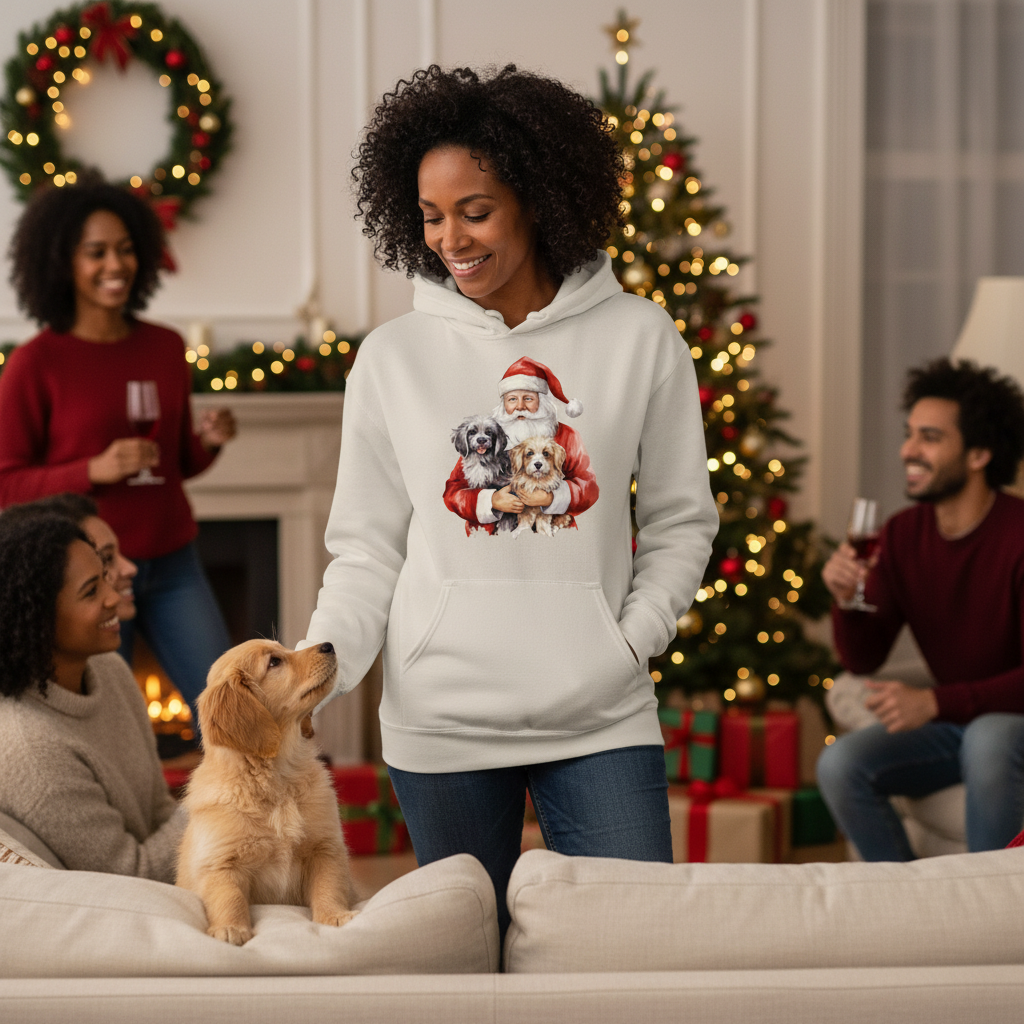 Puppy Love Santa Hoodie - Festive Christmas Sweatshirt