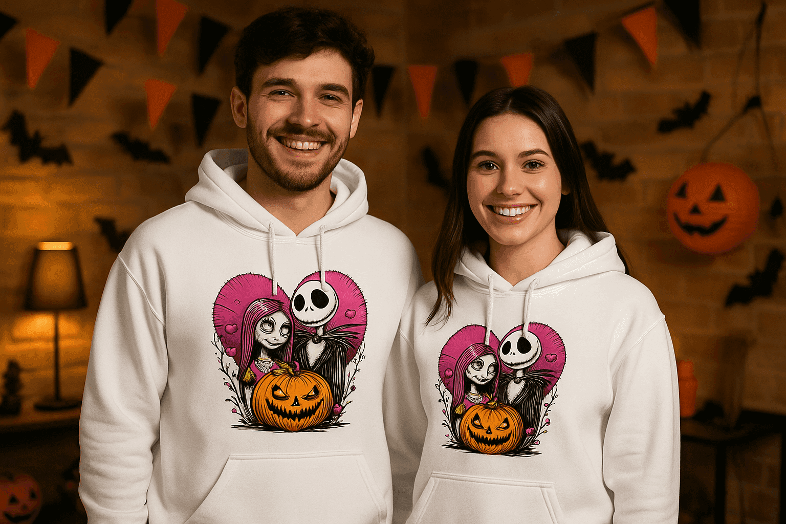 Skelton n Wife Hoodie Sweatshirt - Couples Halloween Style