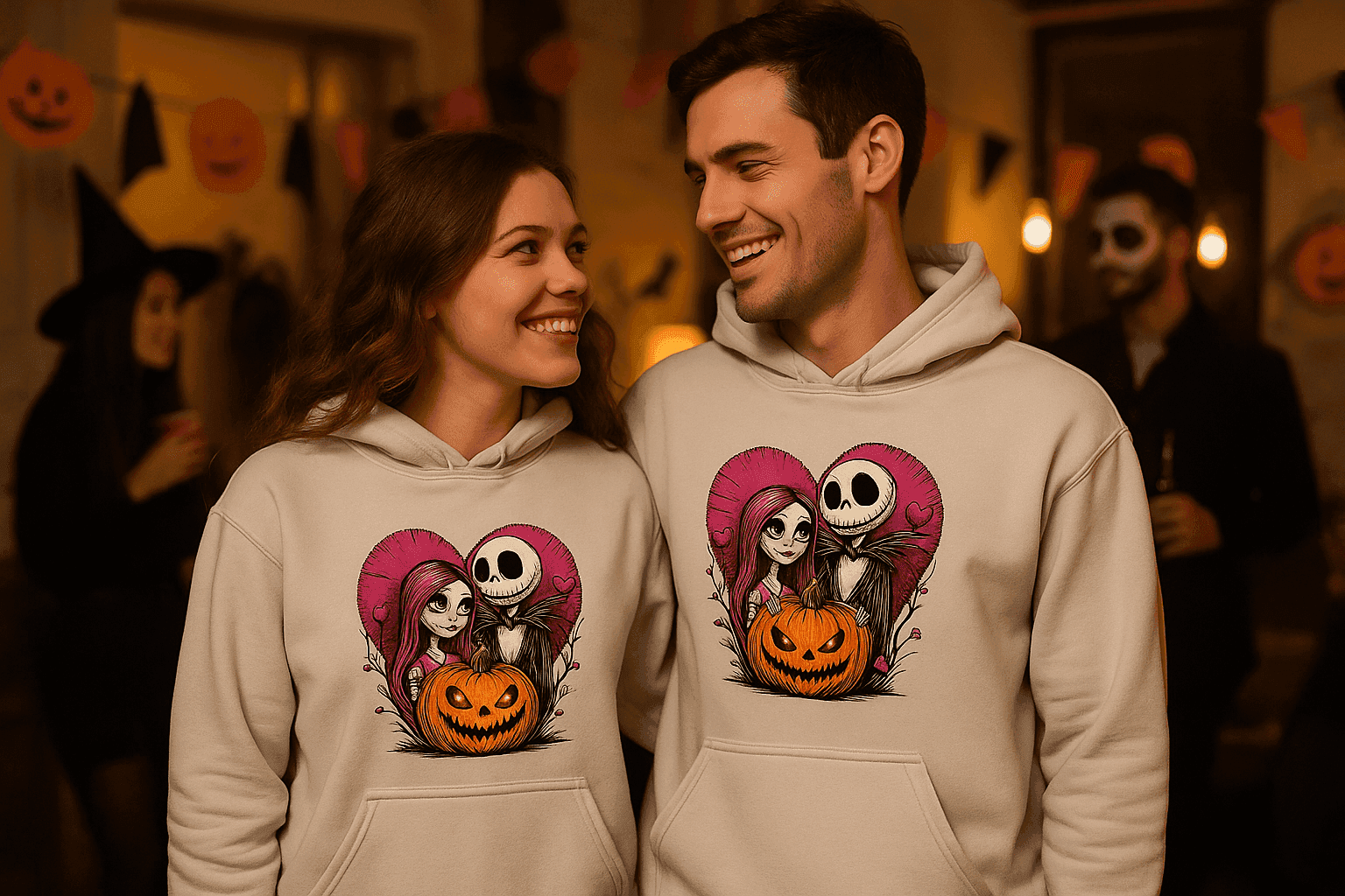 Skelton n Wife Hoodie Sweatshirt - Couples Halloween Style