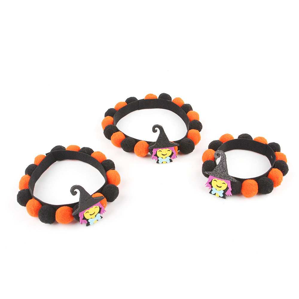 Pumpkin Pet Collar with Fur Ball - Adorable Halloween Accessory