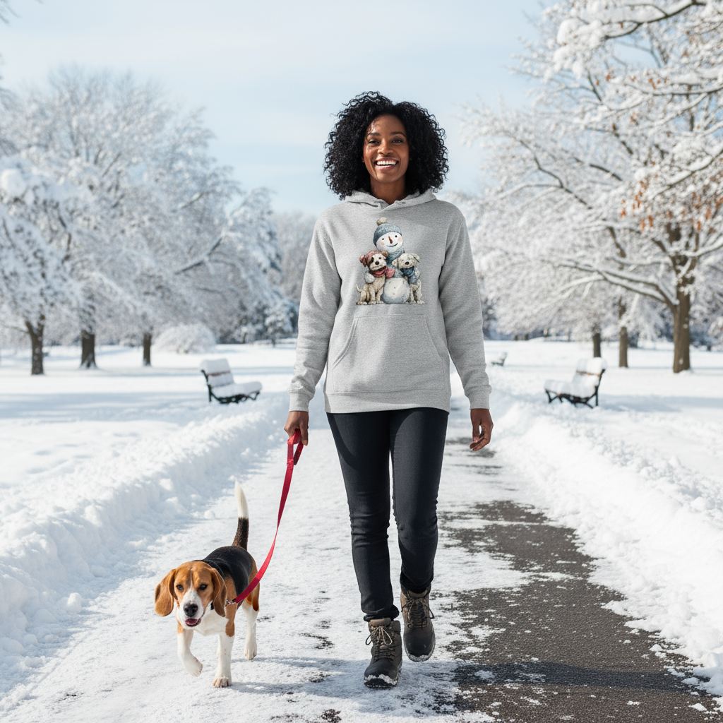Snowman Hugs Hoodie - Cozy Winter Pet Lover Sweatshirt
