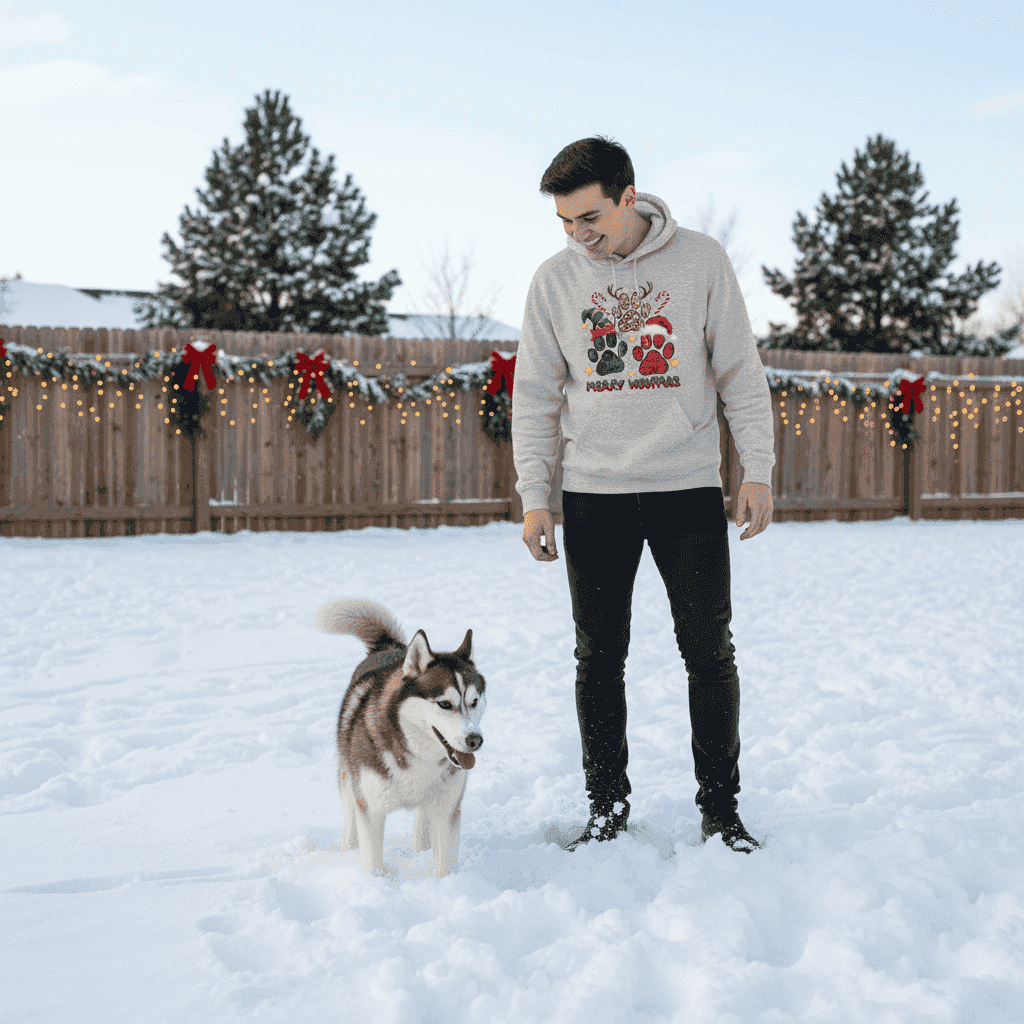 Merry Woofmas Holiday Hoodie with Reindeer Antlers for Dogs