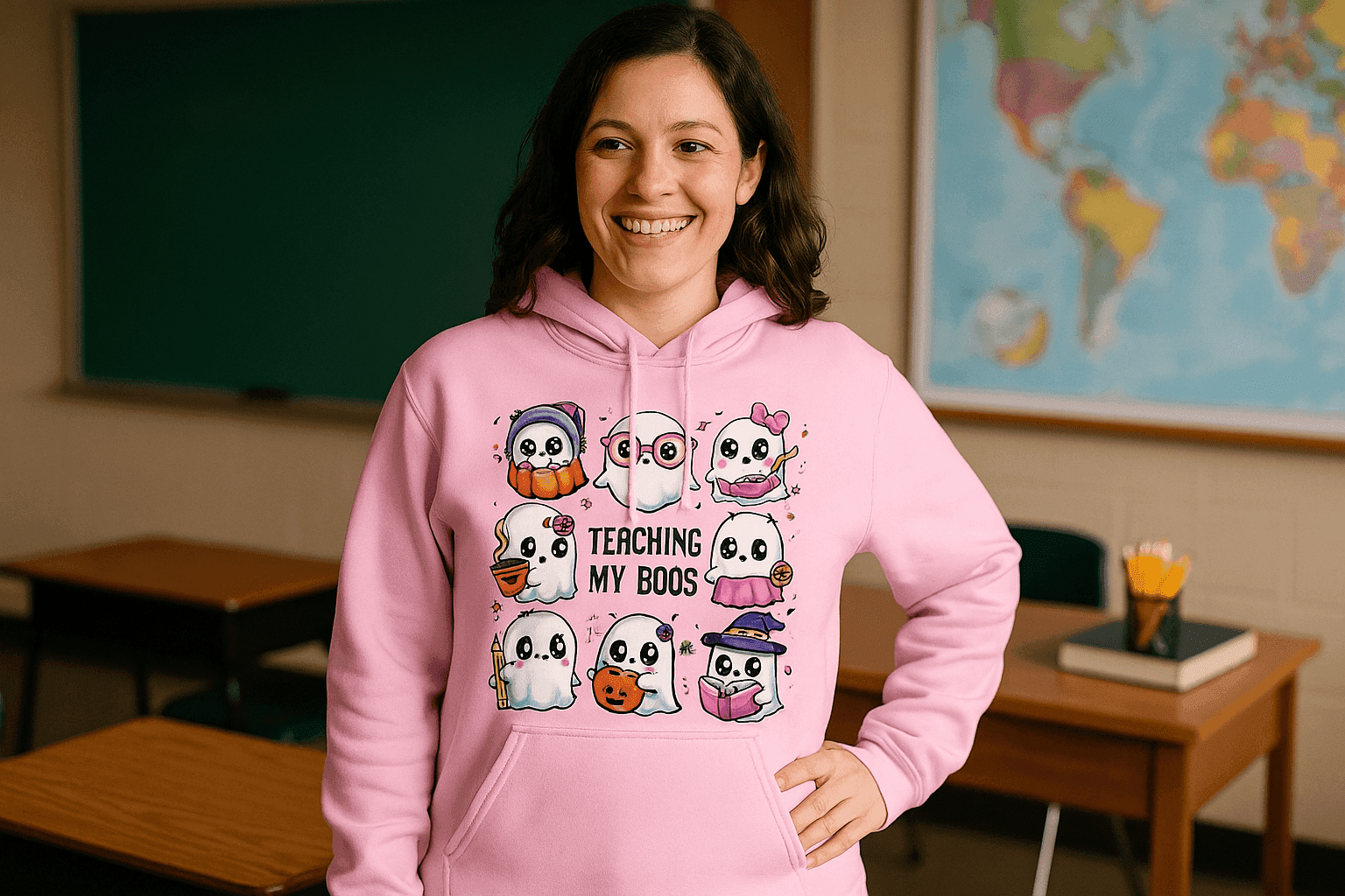 Teaching My Boos Hoodie Sweatshirt - Teacher Halloween Style