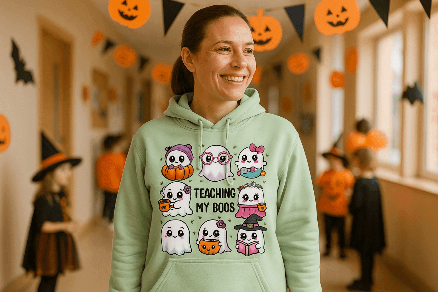 Teaching My Boos Hoodie Sweatshirt - Teacher Halloween Style