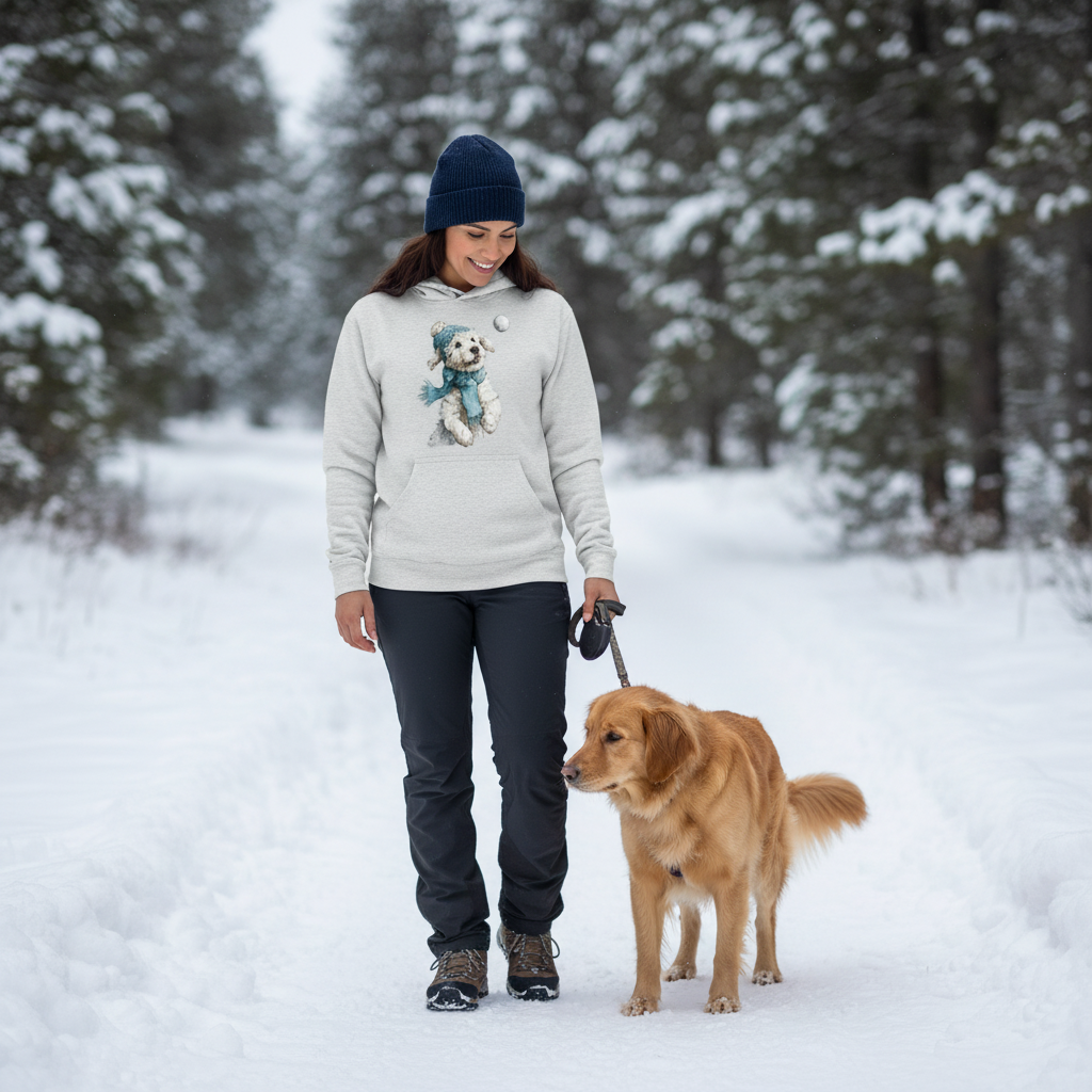 Snowball Fetch Hoodie - Whimsical Dog Lover Sweatshirt