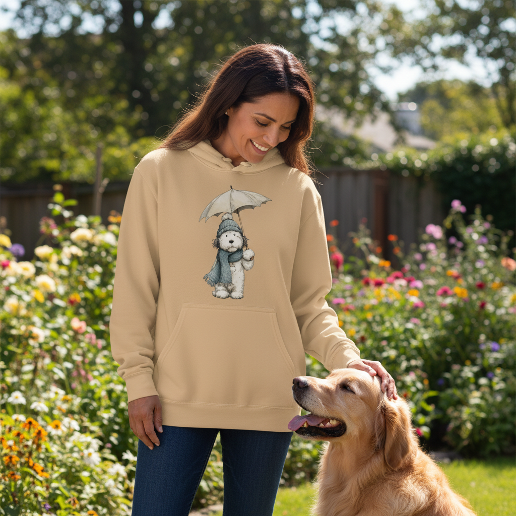 Rainy Day Pup Hoodie - Whimsical Dog Lover Sweatshirt