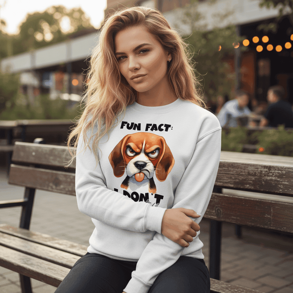 Fun Fact Don't Care Crewneck - Funny Sarcastic Sweatshirt