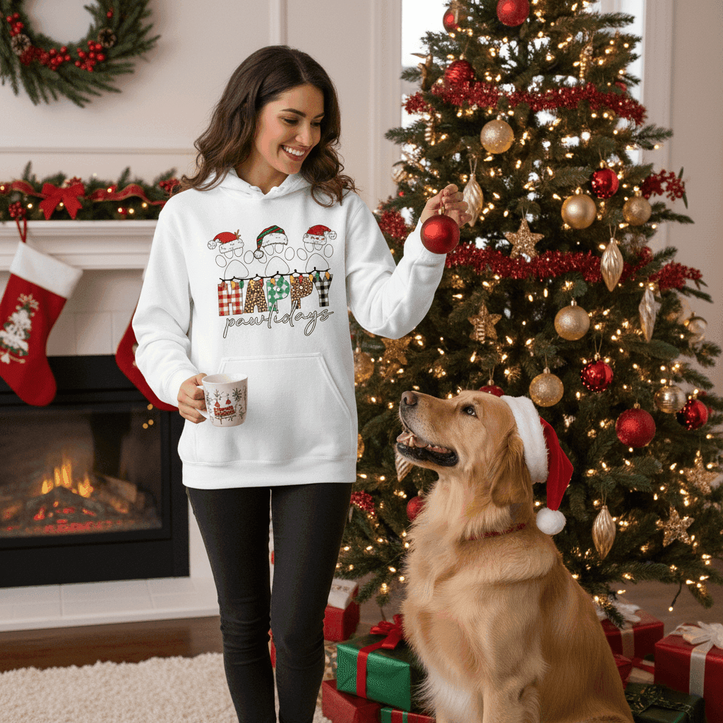 Pawlidays Hoodie - Cute Christmas Pet Lover Sweatshirt