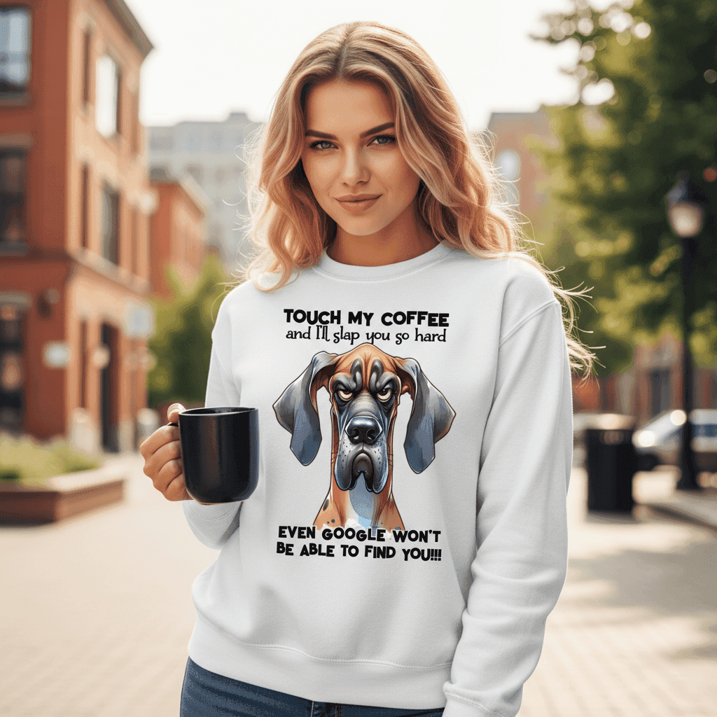 Touch My Coffee Dog Crewneck - Funny Great Dane Sweatshirt