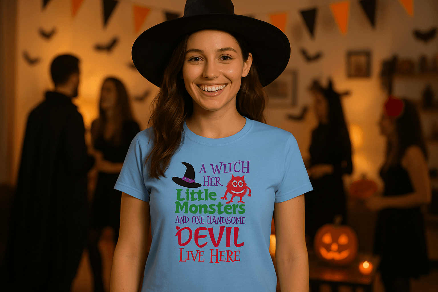 Witch and Family T-Shirt - Halloween Family Style
