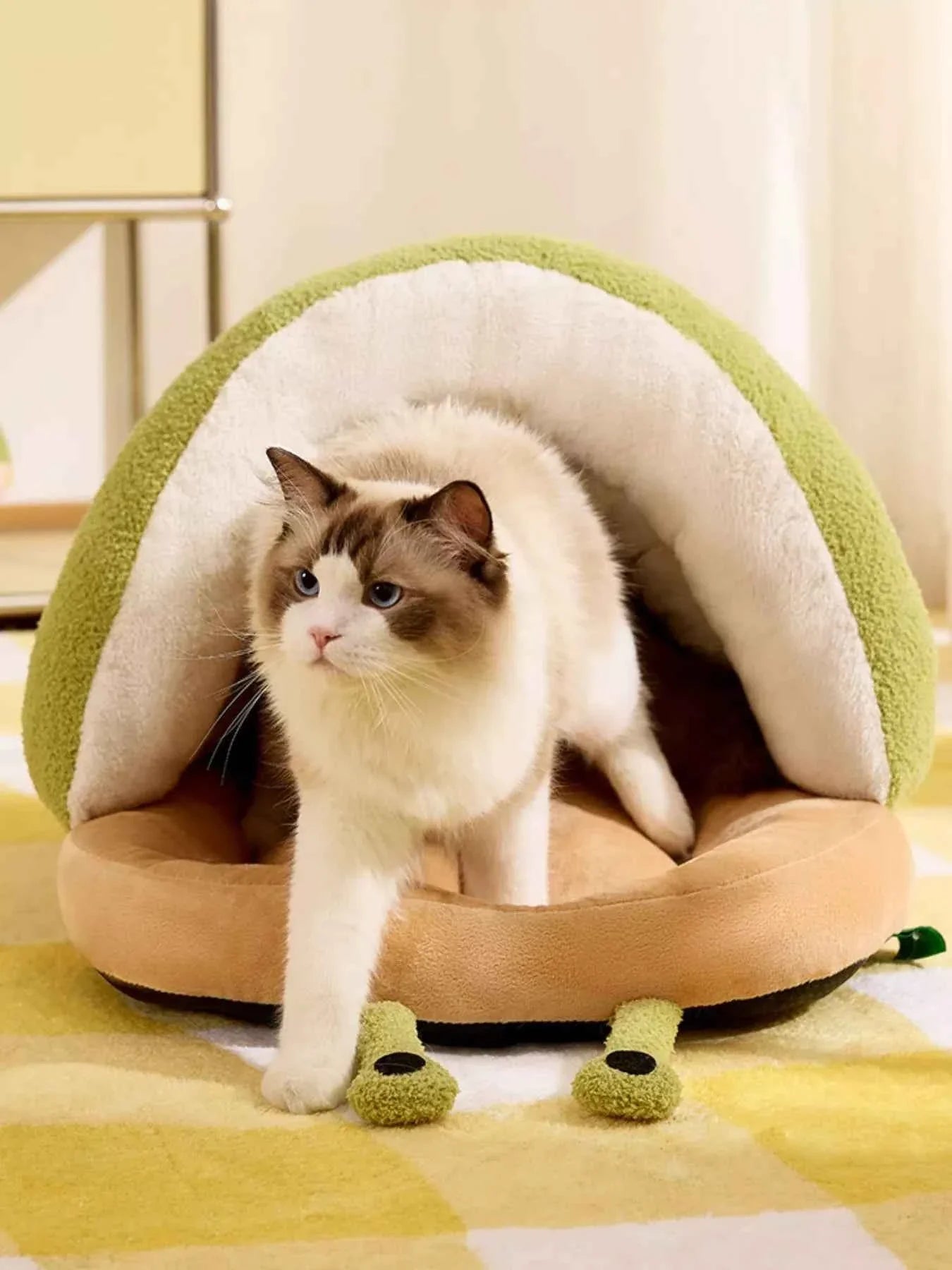 Cozy Pet Nest - Caterpillar Shape Plush Interior