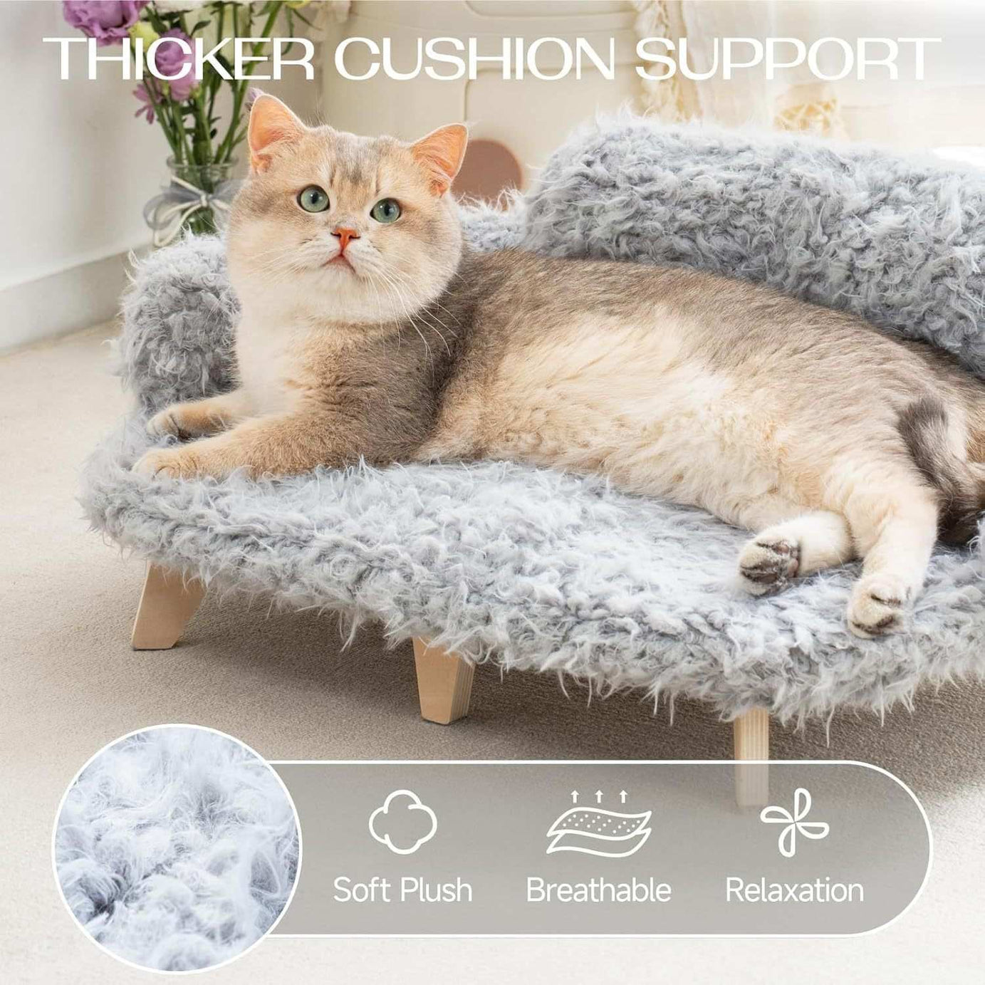 Grey Modern Elevated Pet Bed - Wooden