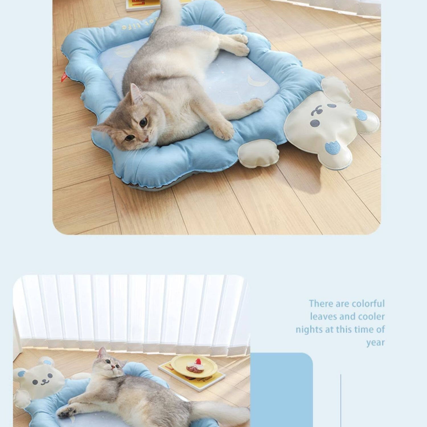 Cat Cooling Mat Ice Silk - Bear Print Summer Sleep Pad