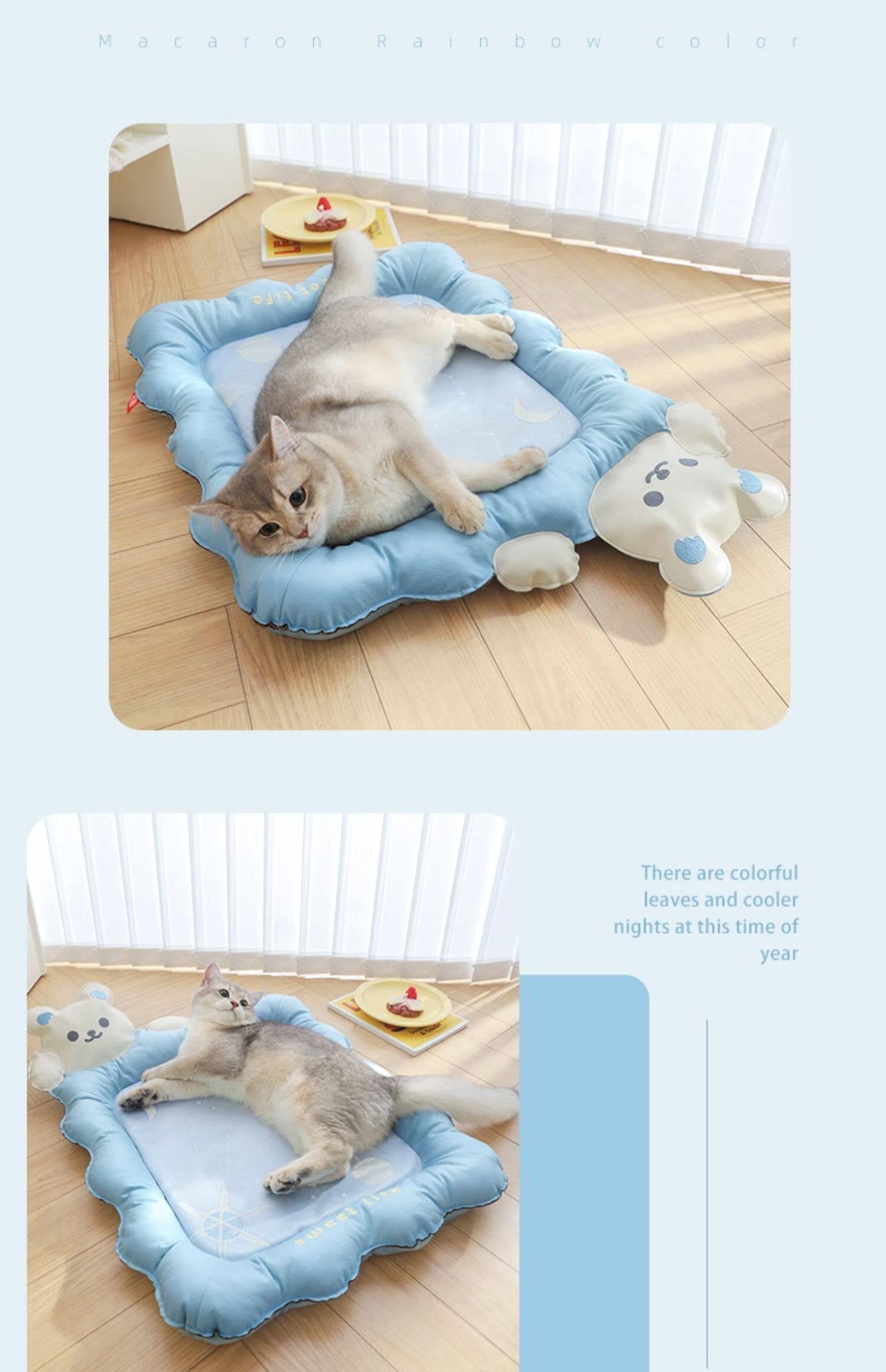 Cat Cooling Mat Ice Silk - Bear Print Summer Sleep Pad