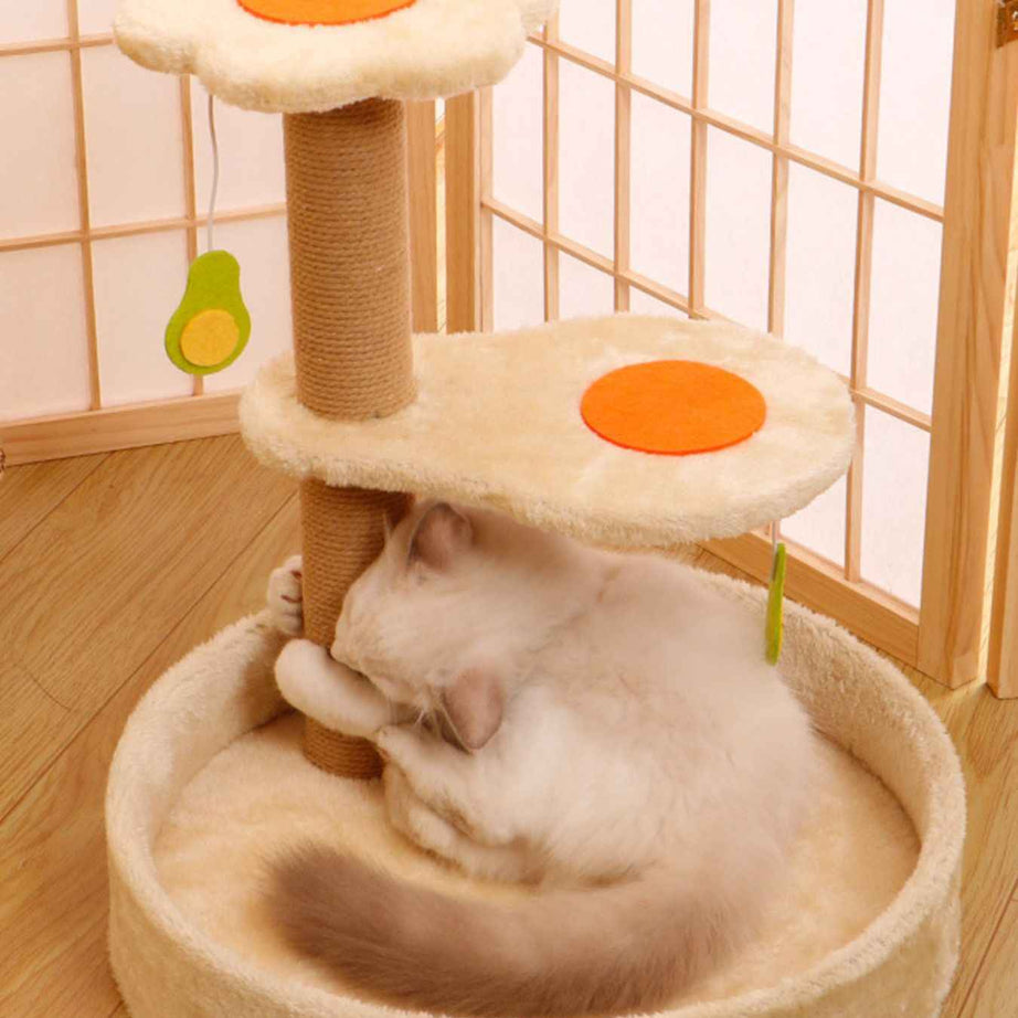 Cat Scratching Post with Bed - Sisal Tower and Toy