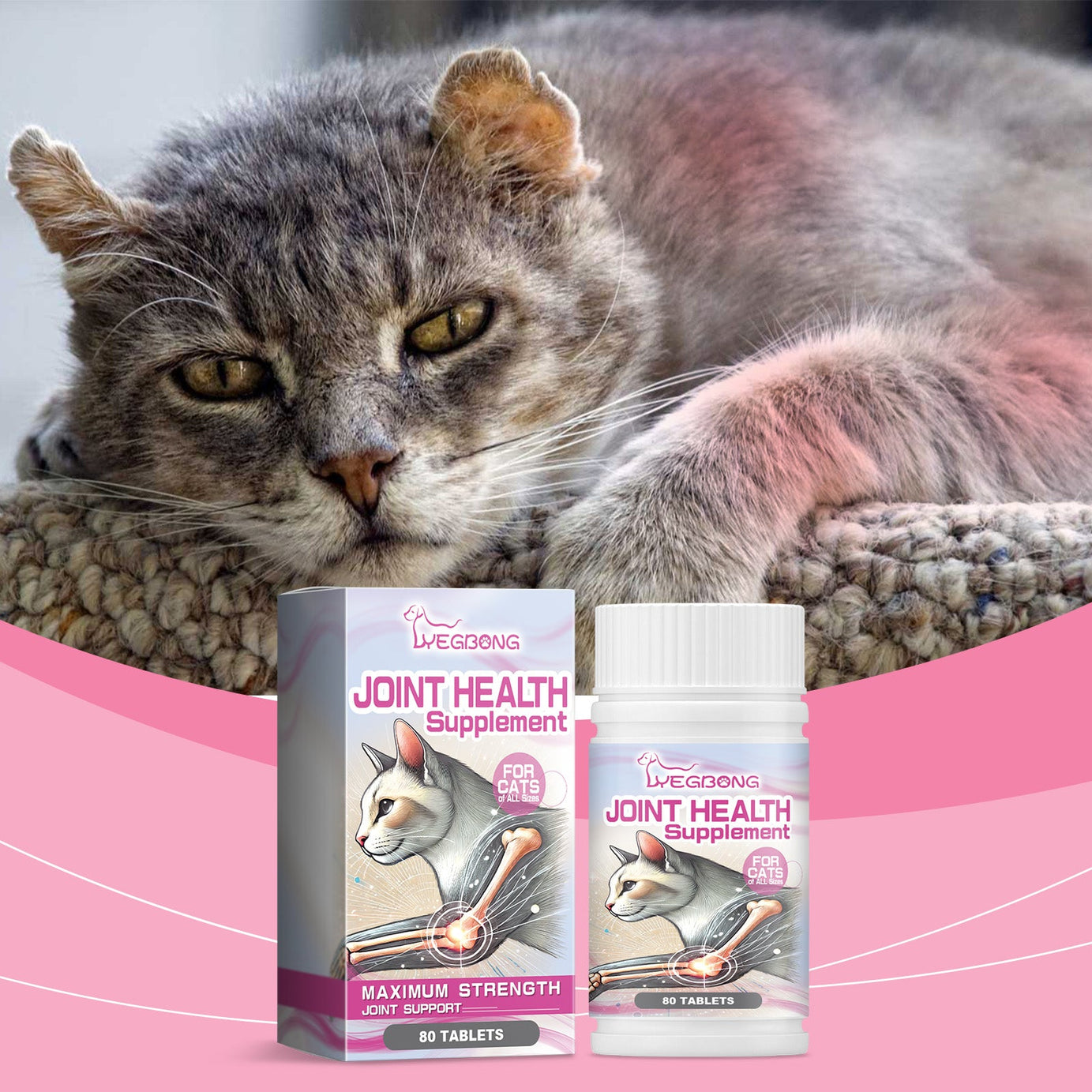 Cat Joint Support Tablets 80 Count - Glucosamine Chewable Supplement