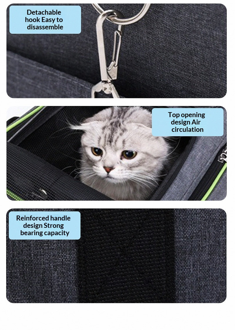 Foldable Pet Carrier Bag - Car Seat Travel Bag for Cats and Small Dogs