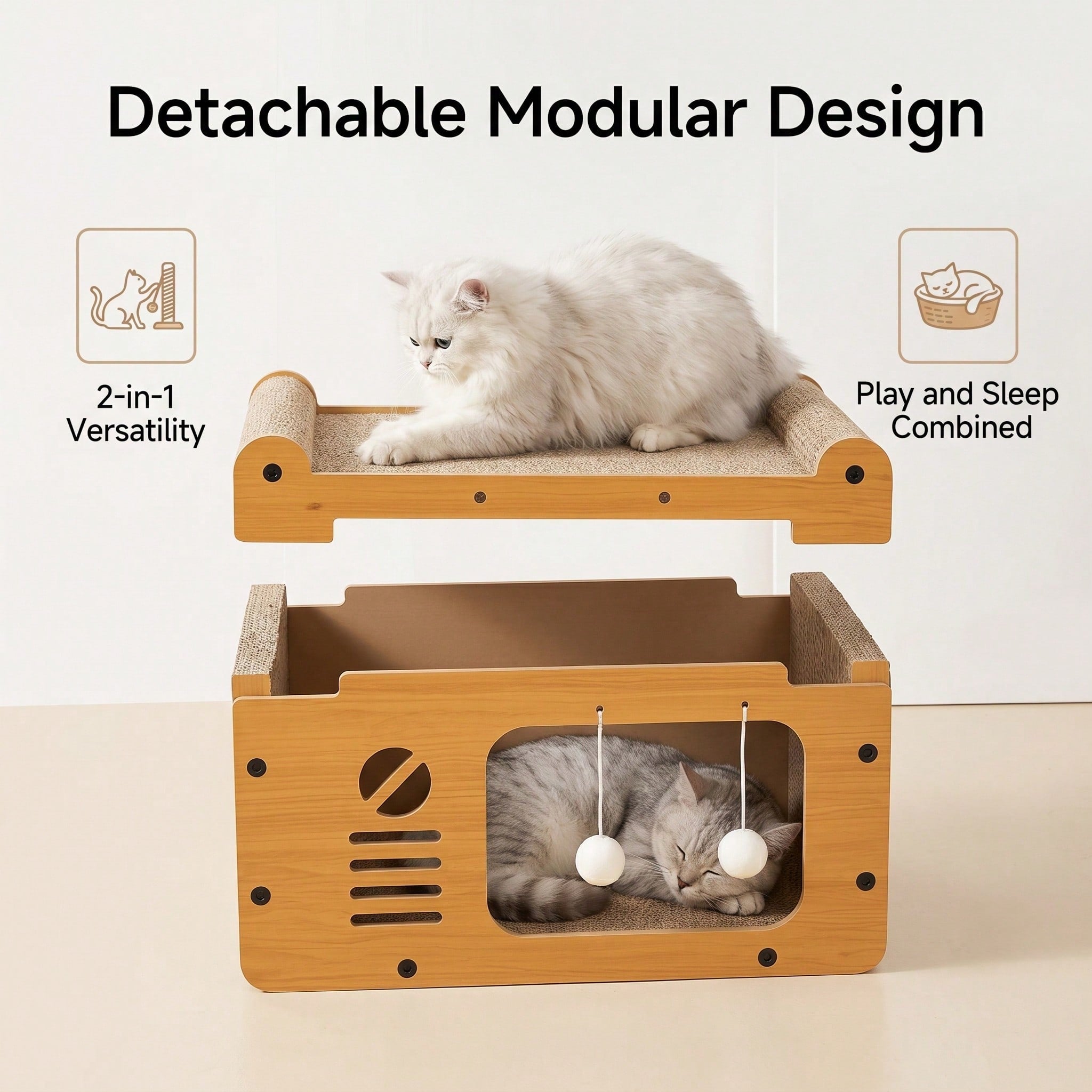 Multi-Styles Double-Layer Cat Scratcher House - 2-Tier Large Villa
