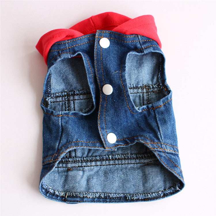Sleeveless Knitted Hooded Denim Jacket Pet Clothes