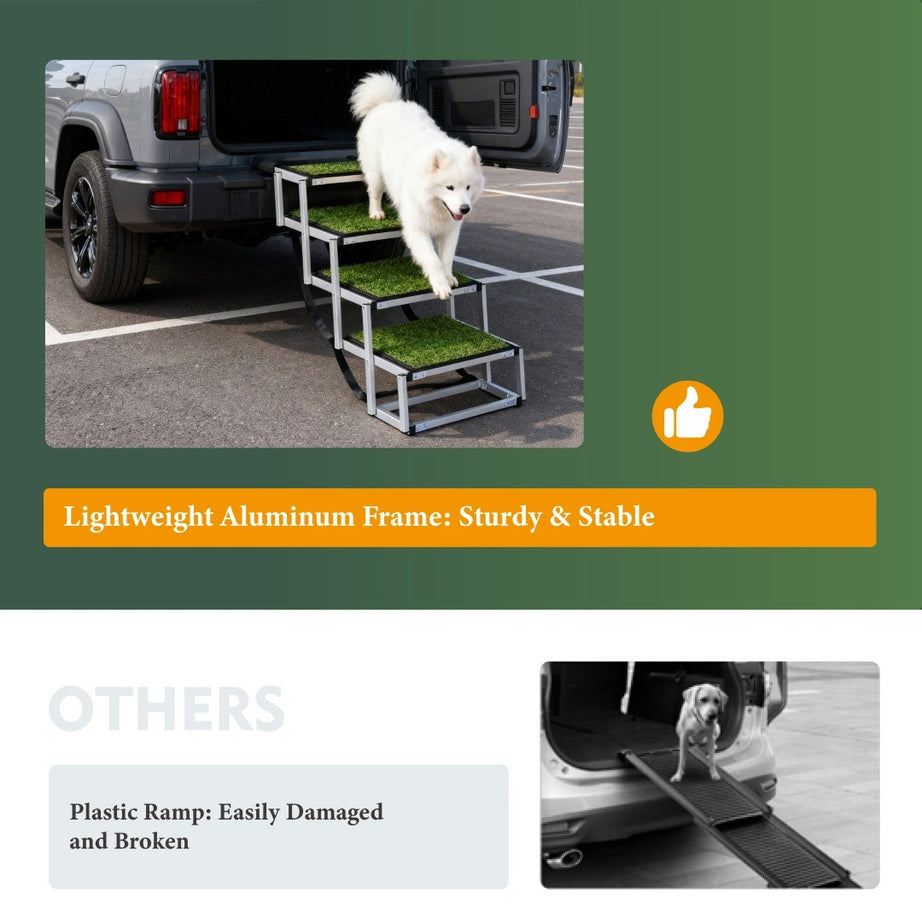 Foldable Dog Ramp for Cars - Portable Stairs for Large Dogs 250lbs