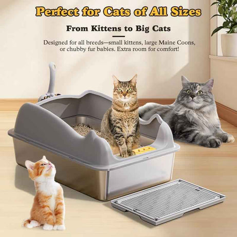 Stainless Steel Cat Litter Box - Large Rust-Free