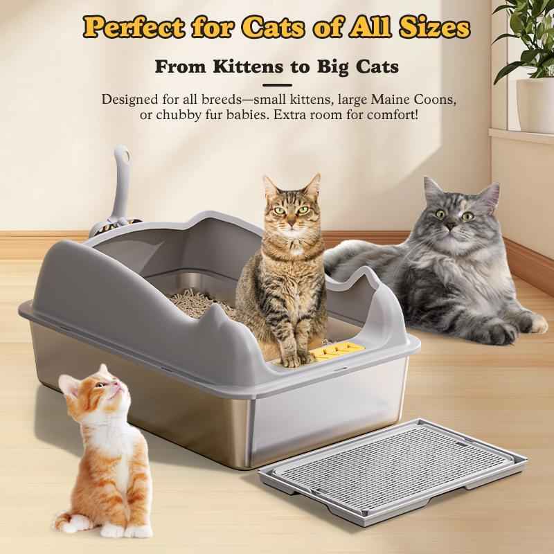 Stainless Steel Cat Litter Box - Large Rust-Free