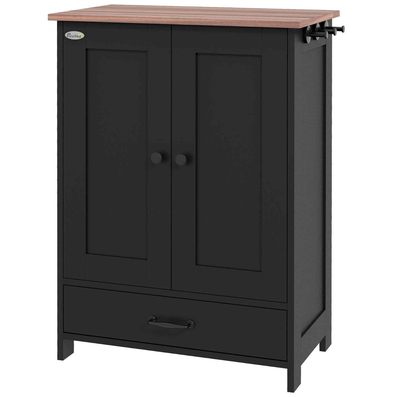 Dog Feeding Station Cabinet - Raised Bowls Storage and Hooks
