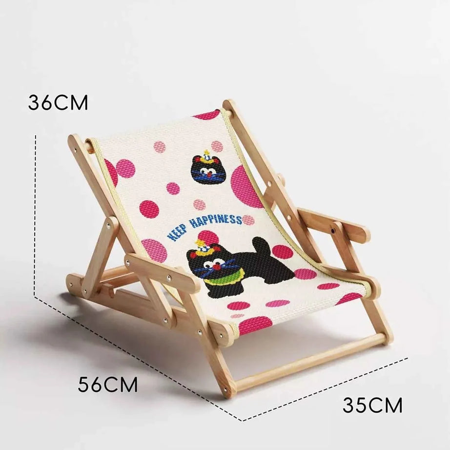 Pet Beach Style Chair - Adjustable Wooden Frame