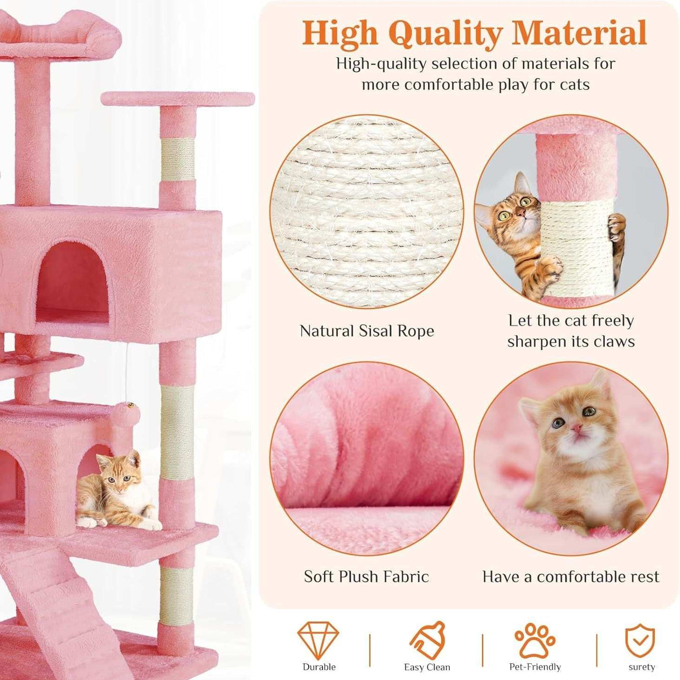 54 Inch Multi-Level Cat Tree Tower