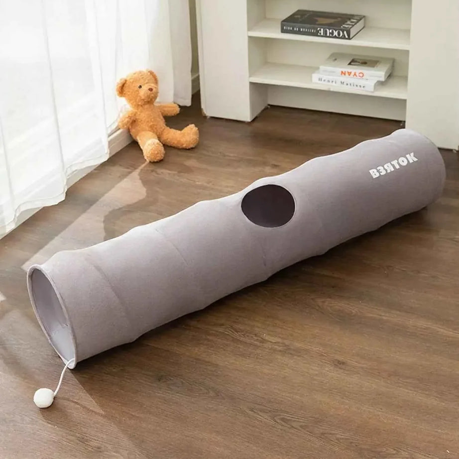Foldable Cat Tunnel Toy - Peephole Bear Window