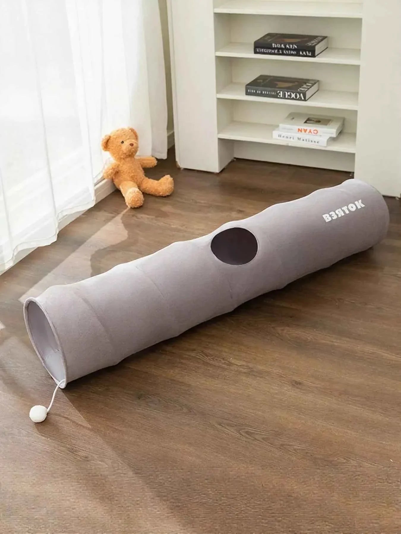 Foldable Cat Tunnel Toy - Peephole Bear Window