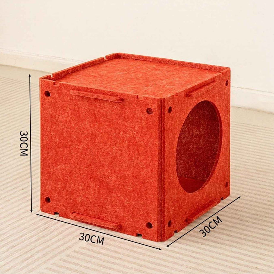 Cat House Cube Tunnel System - Felt Interactive Hideaway