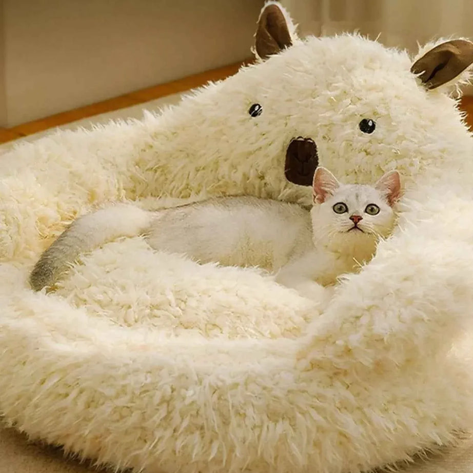 Cozy Pet Nest - Bear-Shaped Plush Bed