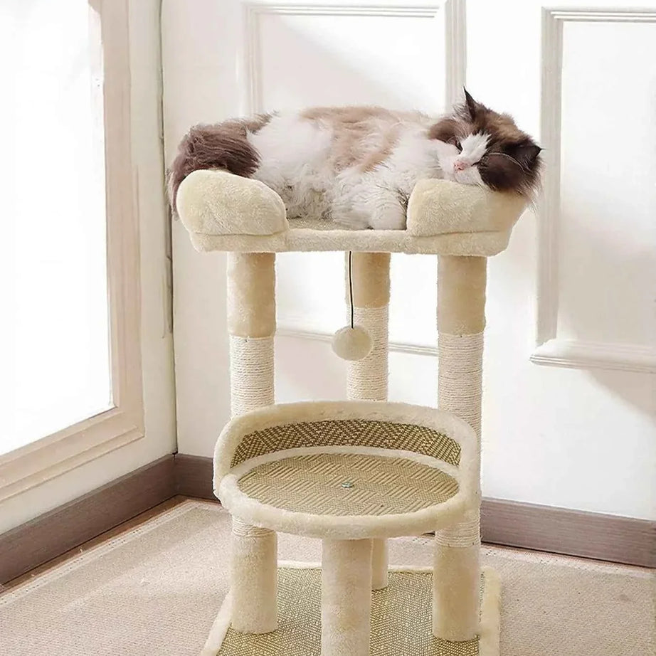 Plush Cat Tree Condo - Multi-Level Scratching Posts