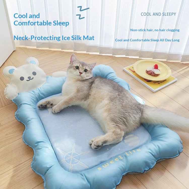 Cat Cooling Mat Ice Silk - Bear Print Summer Sleep Pad