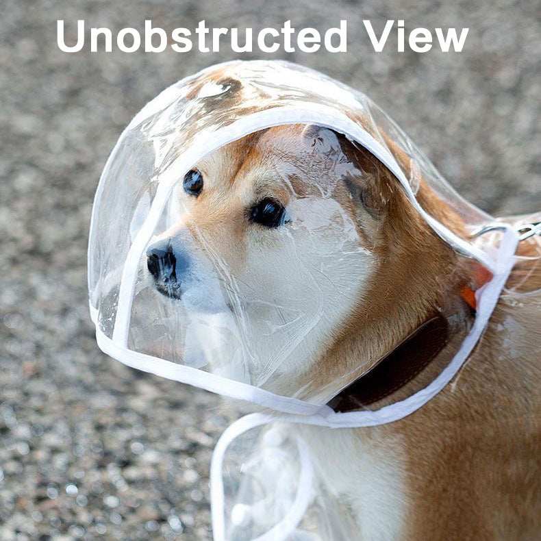 Transparent Pet Raincoat - Waterproof Dog Rain Jacket with White Trim