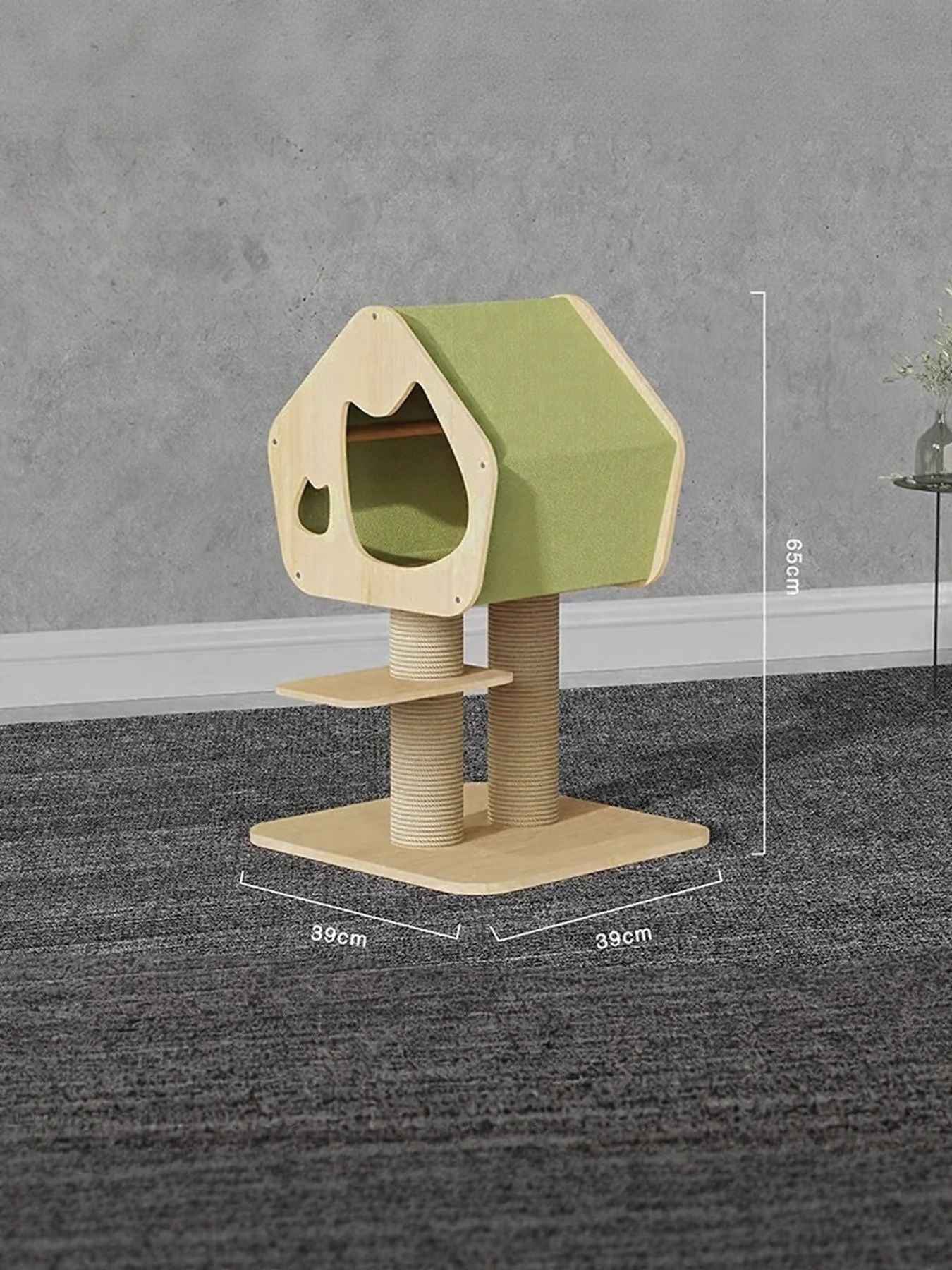 Cat Condo Wooden Tower - Modern Sisal Scratching Post 3 Styles