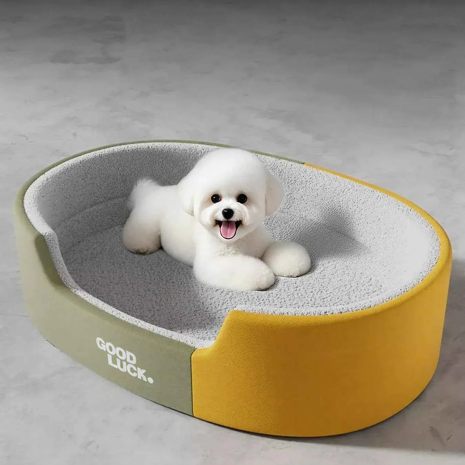 Plush Pet Nest - Two-Tone Thickened Oval Bed